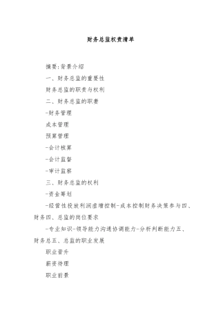 财务总监权责清单