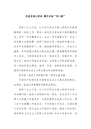 巩固发展大团结 携手共画“同心圆”