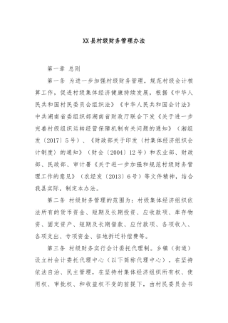 XX县村级财务管理办法