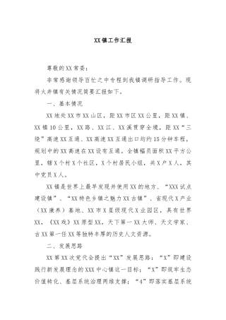 XX镇工作汇报