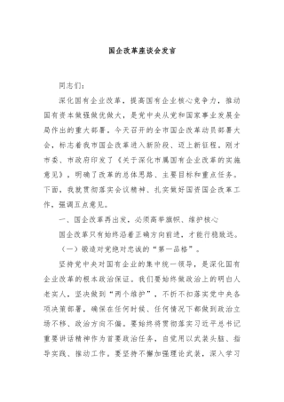 国企改革座谈会发言