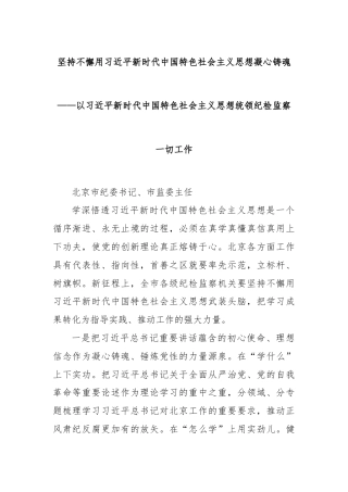 坚持不懈用习近平新时代中国特色社会主义思想凝心铸魂——以习近平新时代中国特色社会主义思想统领纪检监察一切工作