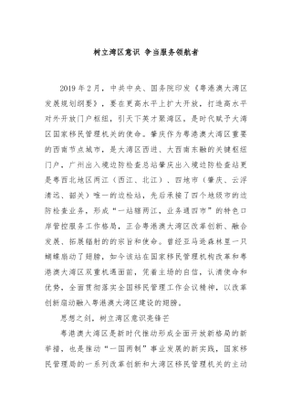 树立湾区意识 争当服务领航者
