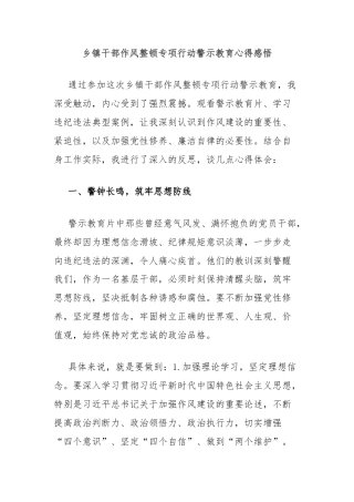 乡镇干部作风整顿专项行动警示教育心得感悟