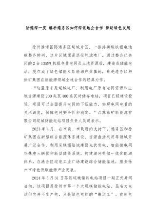 陆港深一度 解析港务区如何深化地企合作 推动绿色发展