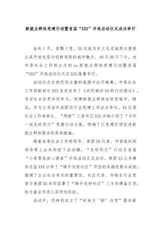 新就业群体党建行动暨首届“XXX”评选启动仪式成功举行