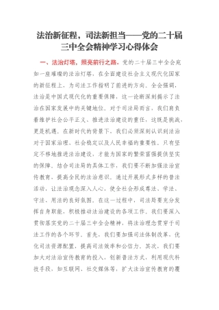 法治新征程，司法新担当——党的二十届三中全会精神学习心得体会