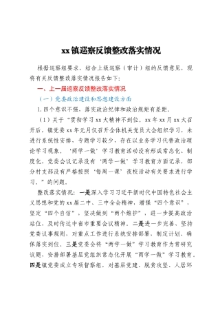 xx镇巡察反馈整改落实情况