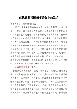 在优秀共青团员座谈会上的发言
