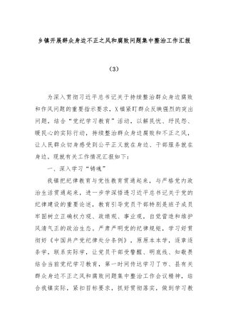 乡镇开展群众身边不正之风和腐败问题集中整治工作汇报（3）