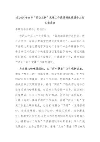 在2024年全市“两企三新”党建工作提质增效现场会上的汇报发言