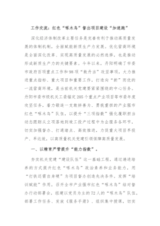 工作交流：红色“啄木鸟”督出项目建设“加速跑”