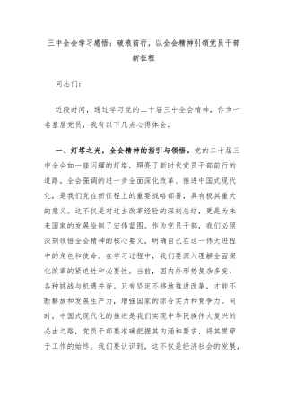 三中全会学习感悟：破浪前行，以全会精神引领党员干部新征程