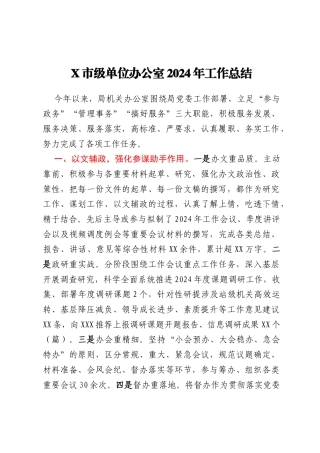 X市级单位办公室2024年工作总结