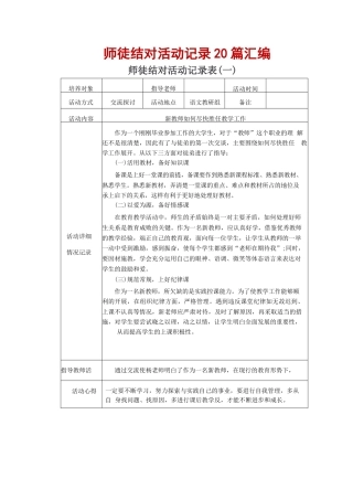 (20篇)师徒结对活动记录汇编