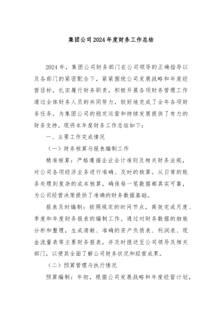 集团公司2024年度财务工作总结