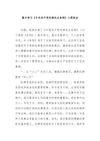 集中学习《中共共产党纪律处分条例》心得体会