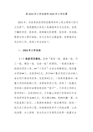 局2024年工作总结和2025年工作打算