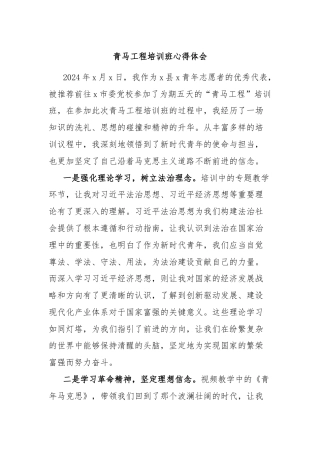 青马工程培训班心得体会