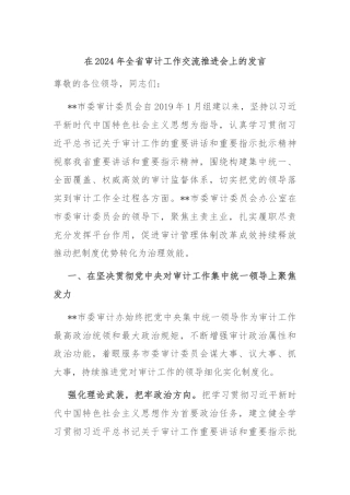 在2024年全省审计工作交流推进会上的发言