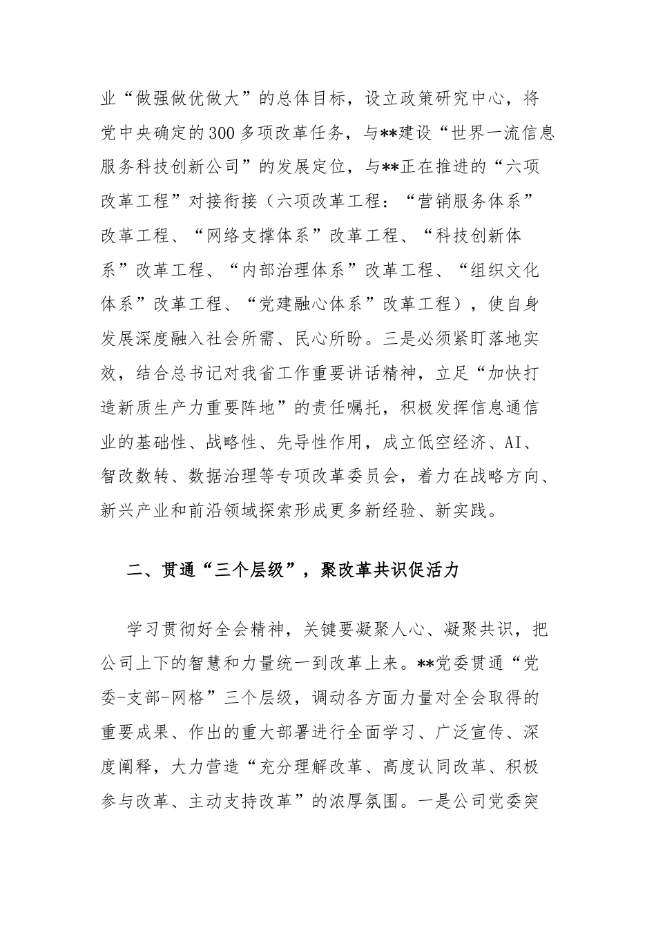 在2024年学习贯彻党的二十届三中全会精神座谈会上的汇报发言_第2页