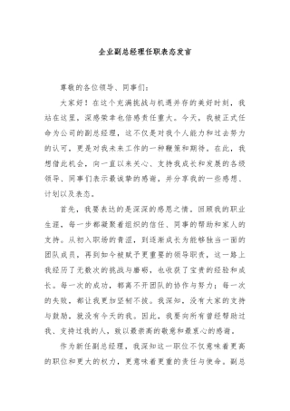 企业副总经理任职表态发言