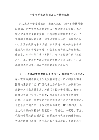 丰富冬季旅游文创品工作情况汇报