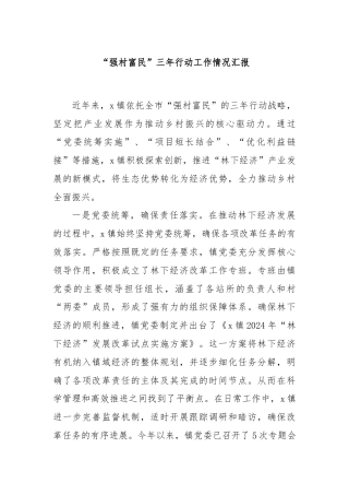 “强村富民”三年行动工作情况汇报