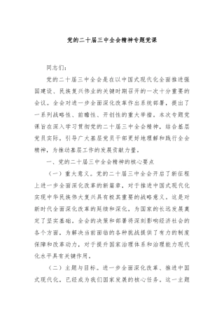 党的二十届三中全会精神专题党课