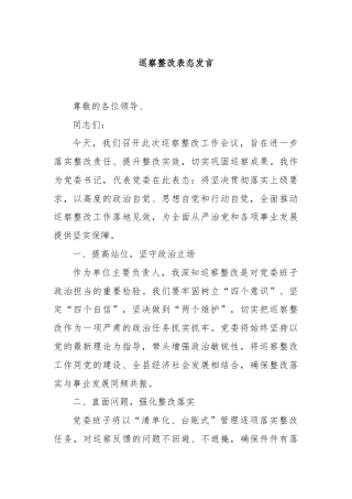 巡察整改表态发言