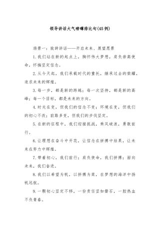 (45例)领导讲话大气磅礴排比句
