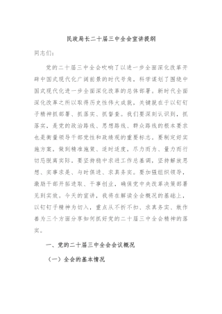 民政局长二十届三中全会宣讲提纲