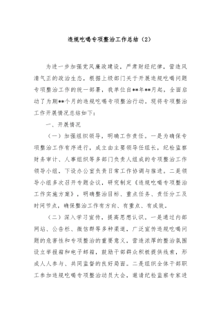 违规吃喝专项整治工作总结（2）