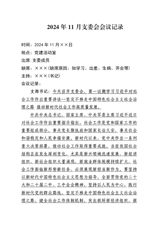 2024年11月支委会会议记录