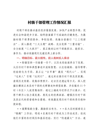 村级干部管理工作情况汇报