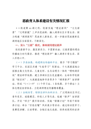 思政育人体系建设有关情况汇报