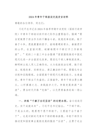 2024年青年干部座谈交流发言材料