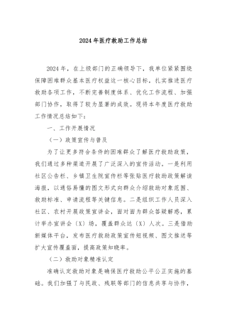 2024年医疗救助工作总结