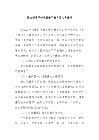国企领导干部观看警示教育片心得感悟