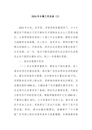 2024年乡镇工作总结（2）