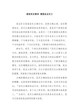 感悟延安精神 增强政治定力