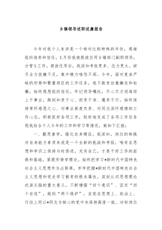 乡镇领导述职述廉报告