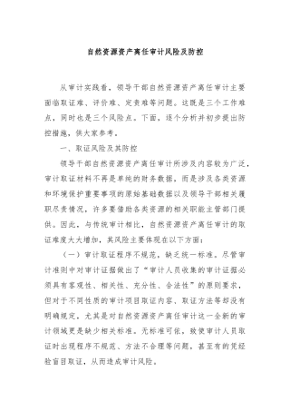 自然资源资产离任审计风险及防控