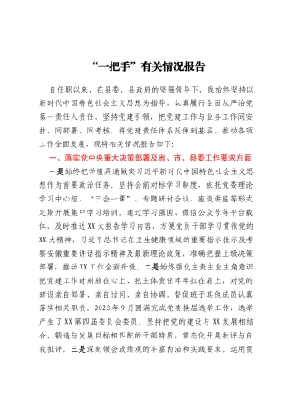 “一把手”有关情况报告