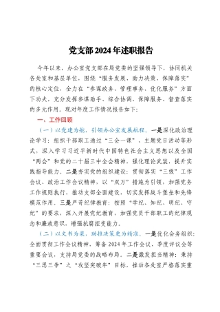 党支部2024年述职报告