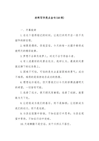 (48例)材料写作亮点金句