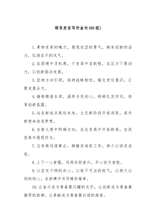 (60组)领导发言写作金句