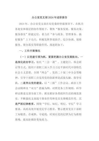 办公室党支部2024年述职报告