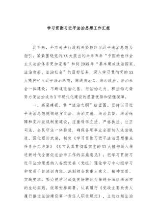学习贯彻习近平法治思想工作汇报