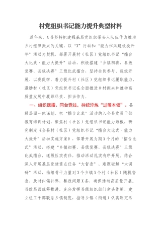 村党组织书记能力提升典型材料